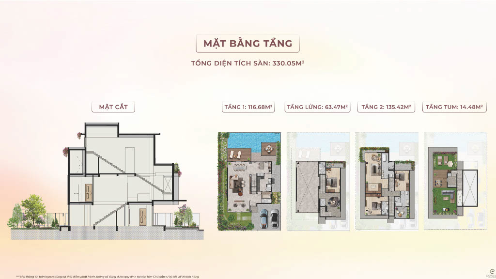 Eco Village Saigon River 35 thiết kế mặt bằng tầng biệt thự đơn lập ecopark đơn lập
