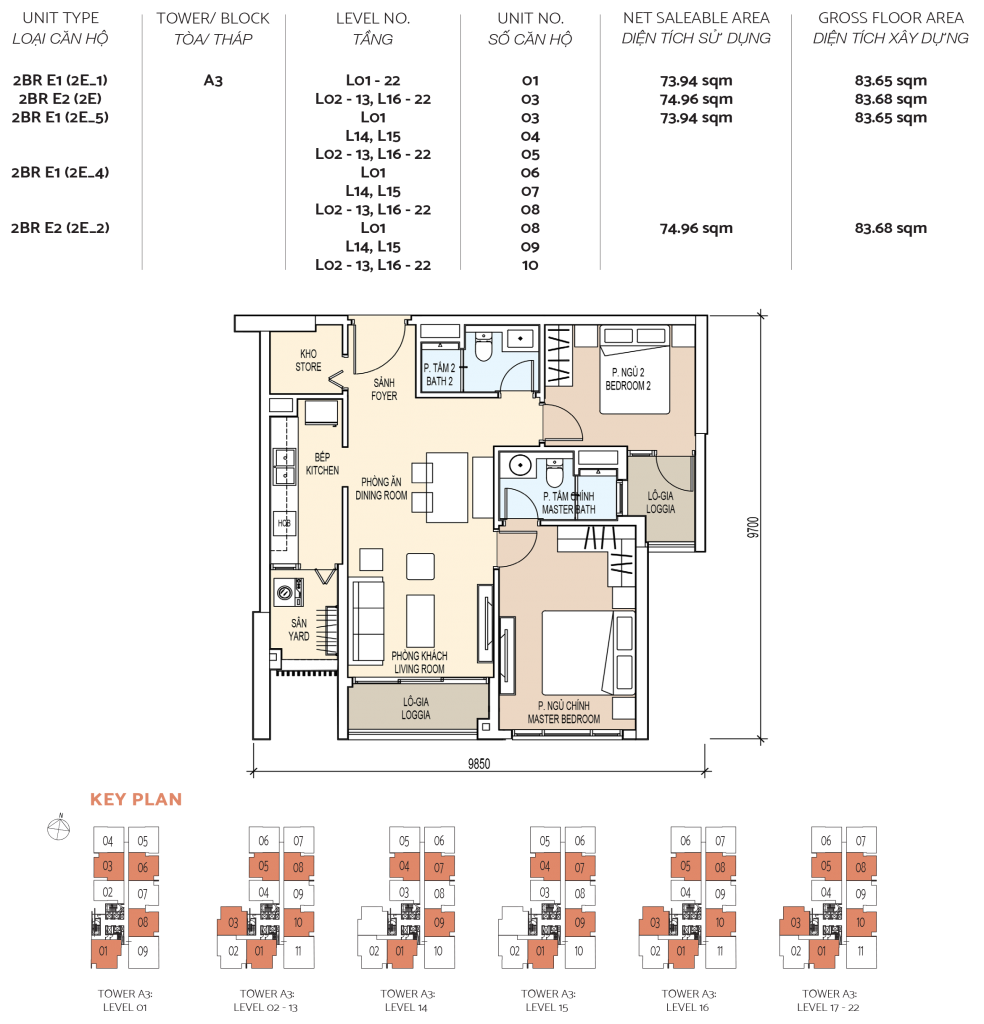 layout thiet ke can ho de la sol 2 phong ngu 5 1