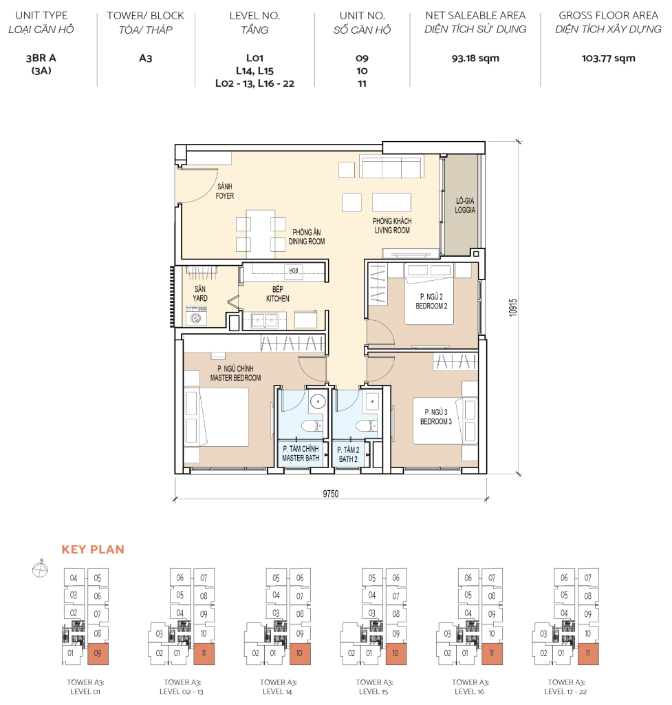 layout thiet ke can ho de la sol 3 phong ngu 5 1