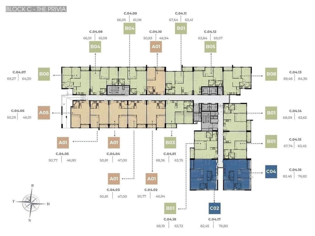 The Privia Khang Điền 19 layout mặt bằng tầng của căn hộ khang điền