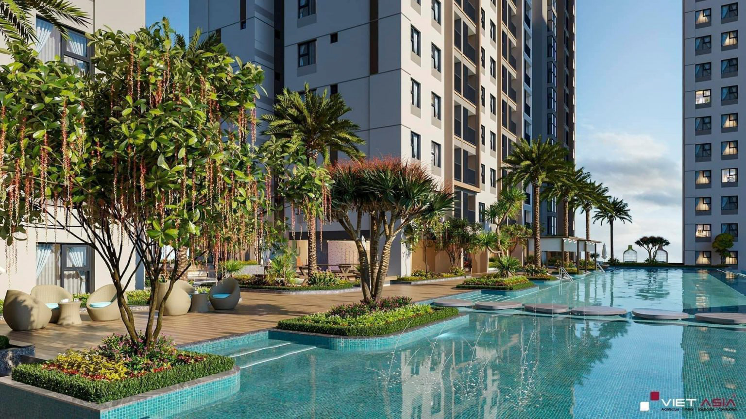 The Privia Khang Điền 13 phối cảnh bể bơi