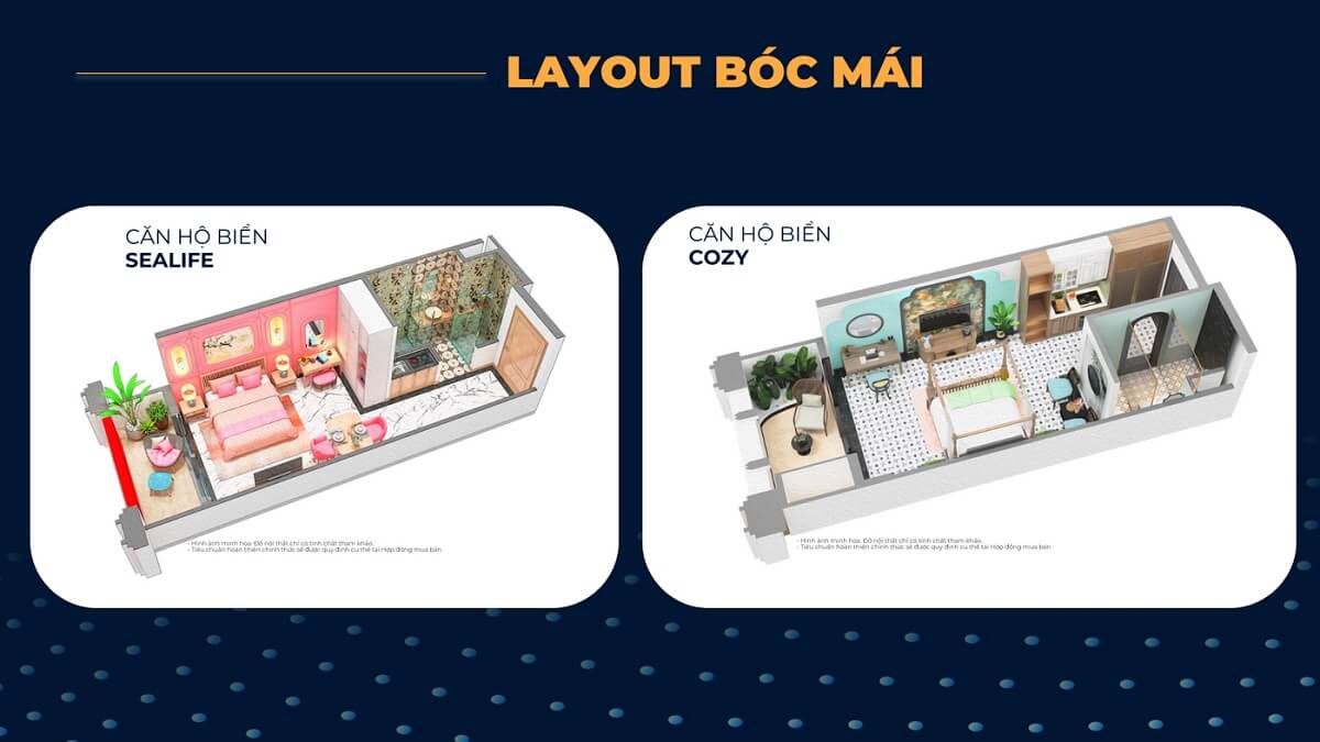 Layout bóc mái căn hộ biển Sealife và căn hộ biển Summer tòa Indochine
