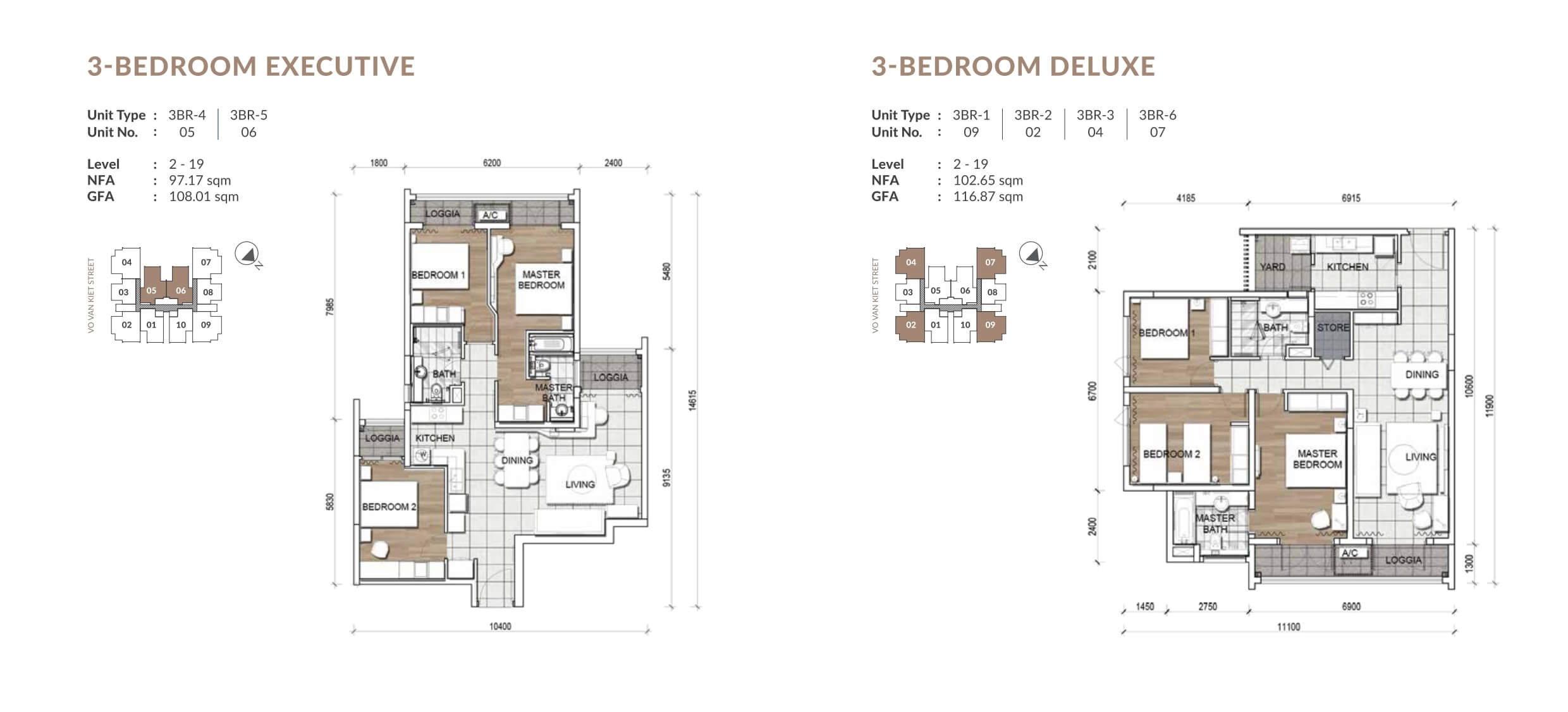 layout căn hộ 3 phòng ngủ zenity capitaland