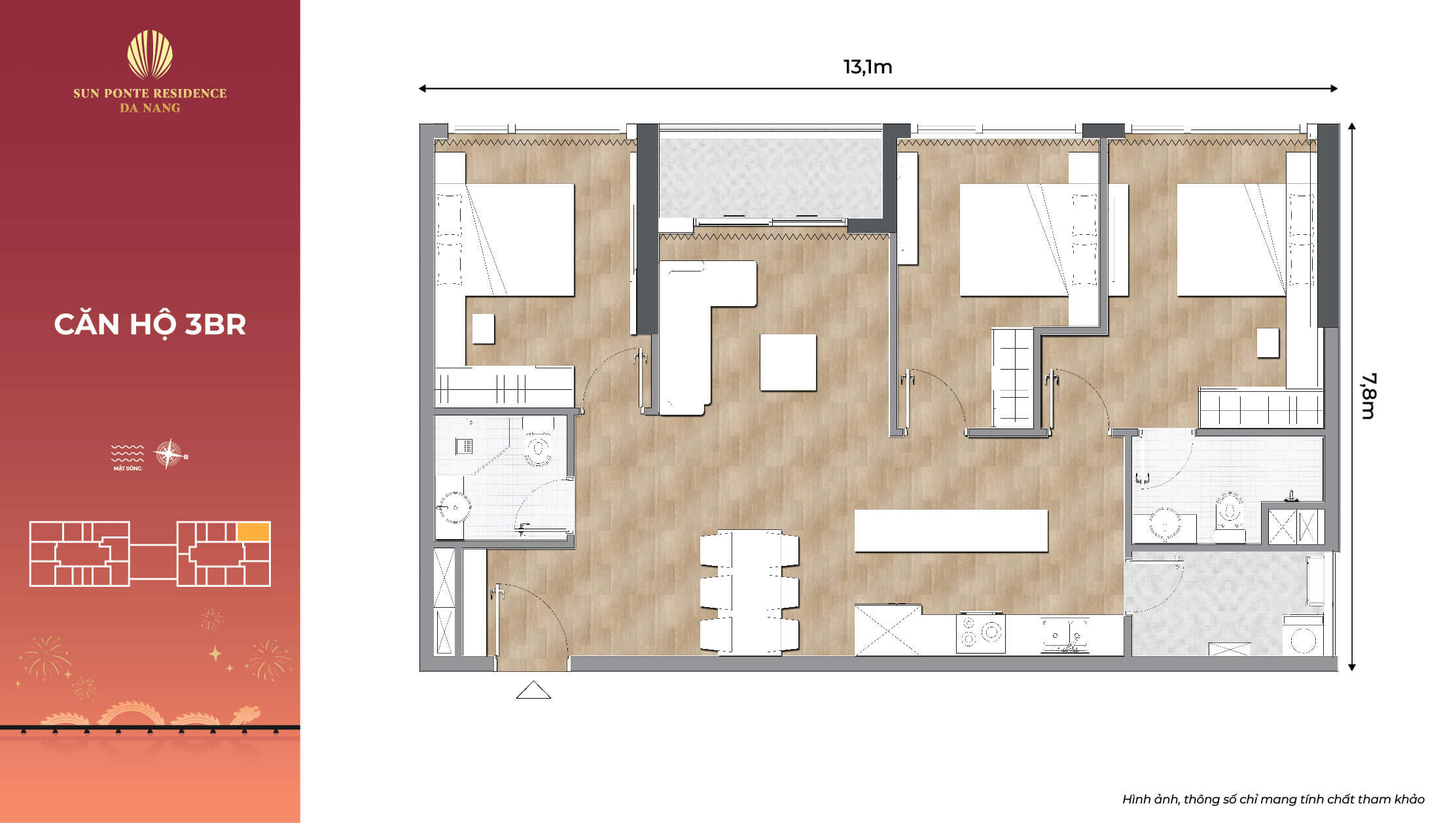 layout căn hộ 3 phòng ngủ