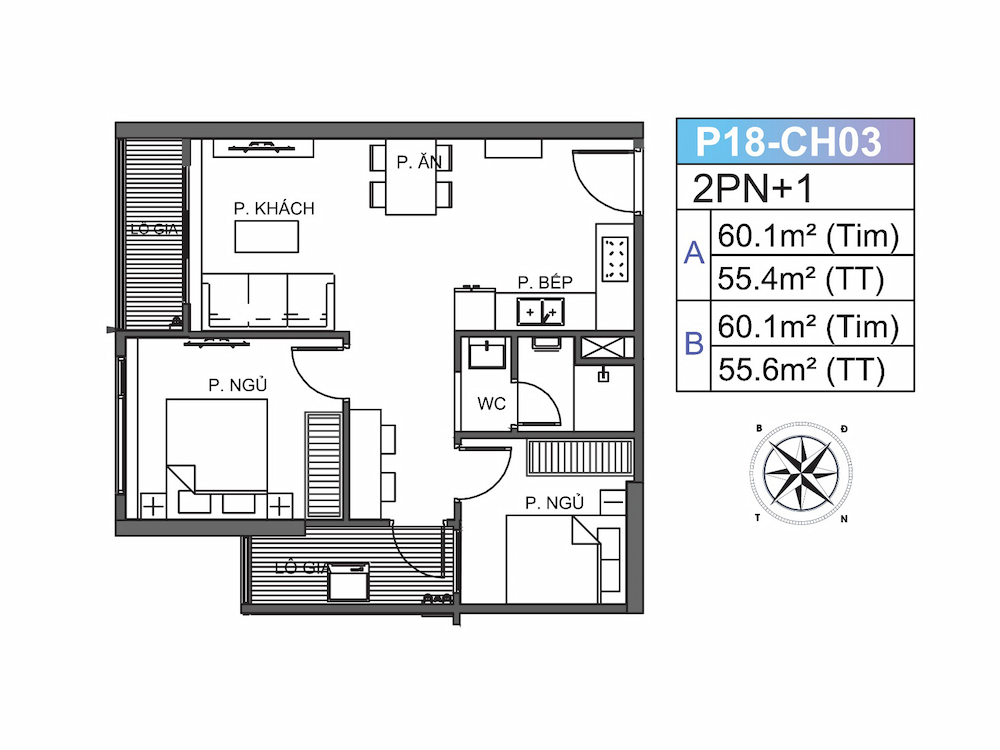 thiết kế căn hộ 2pn+1 vinhomes grand park