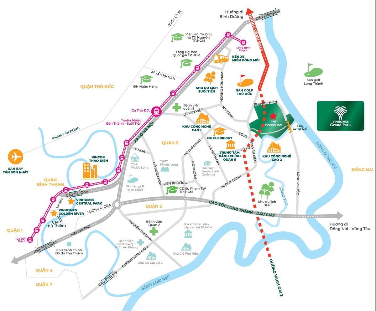 Vị trí khu đô thị Vinhomes Grand Park tại thành phố Thủ Đức