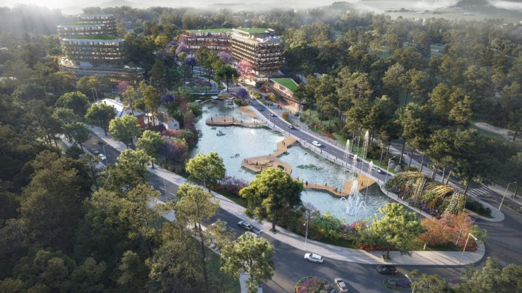 phoi canh du an haus dalat voi khong gian cay xanh ben ho xuan huong tho mong cua thanh pho da lat 3