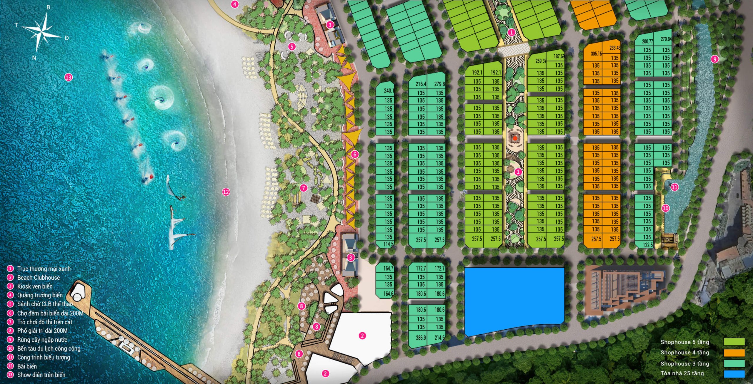 mặt bằng phân khu biệt thự sun group cát bà