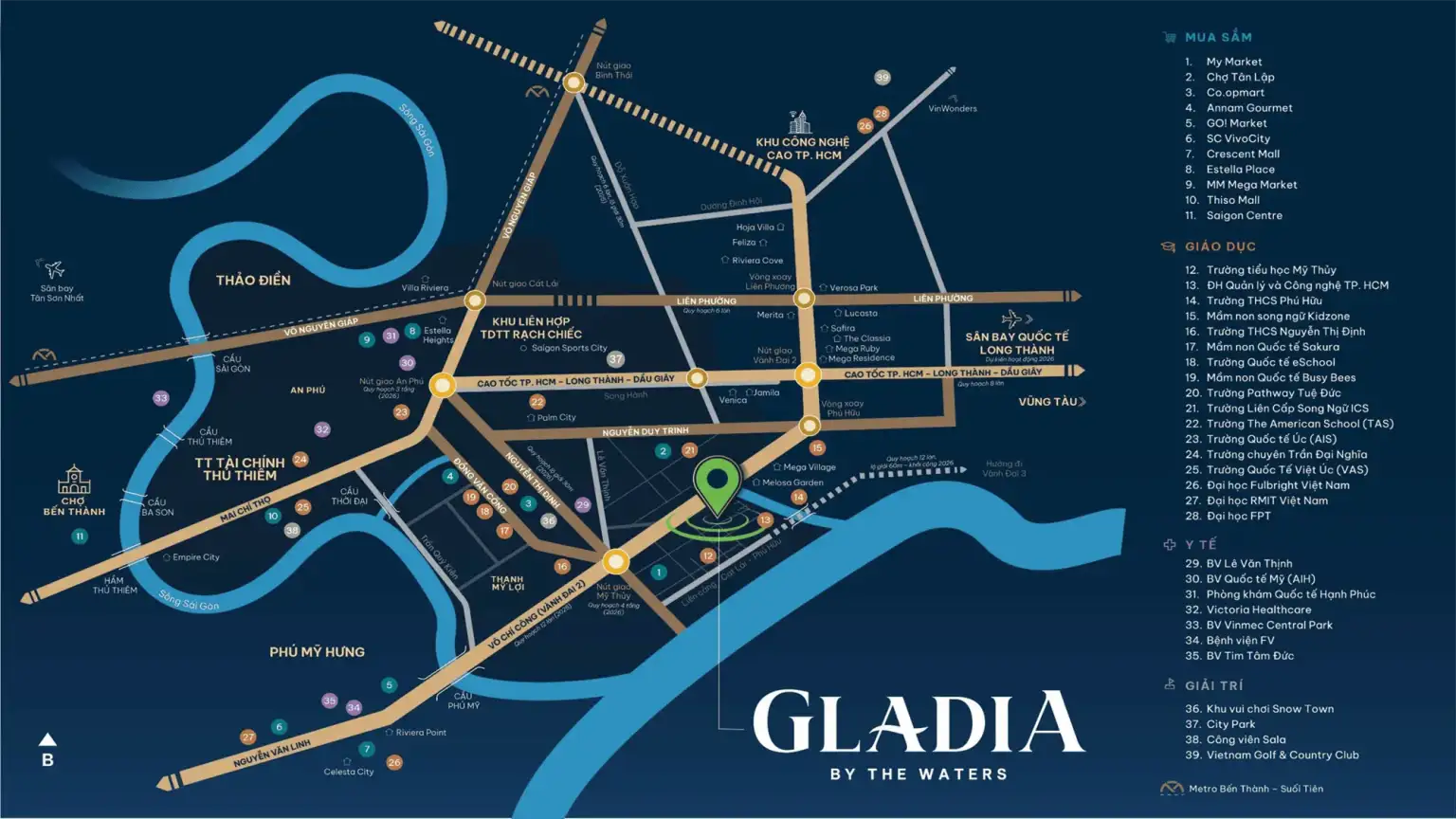 Gladia Khang Điền 2 vị trí dự án Gladia by the waters
