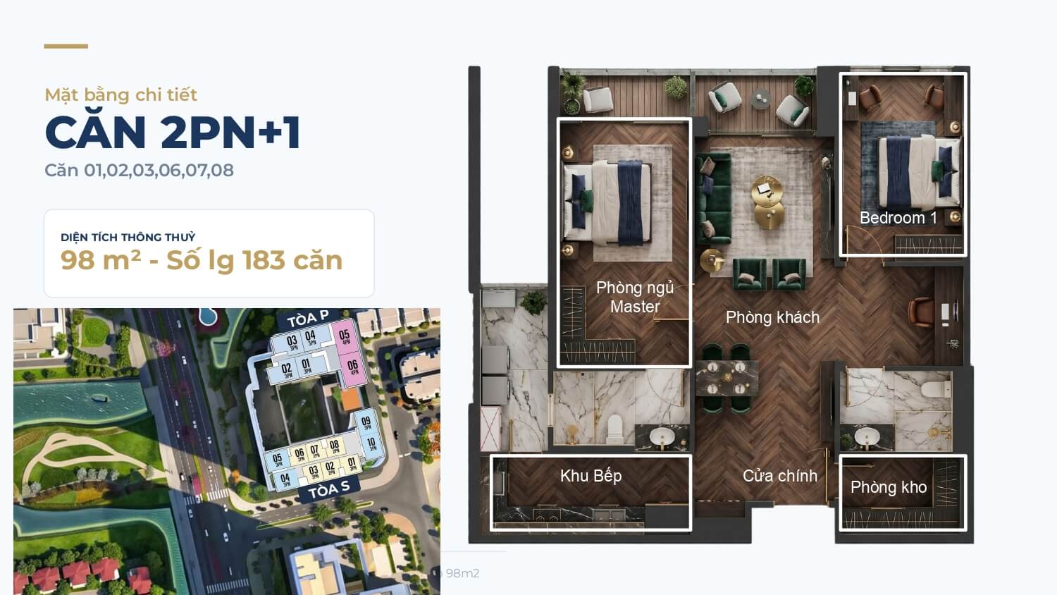 layout căn hộ 2 phòng ngủ