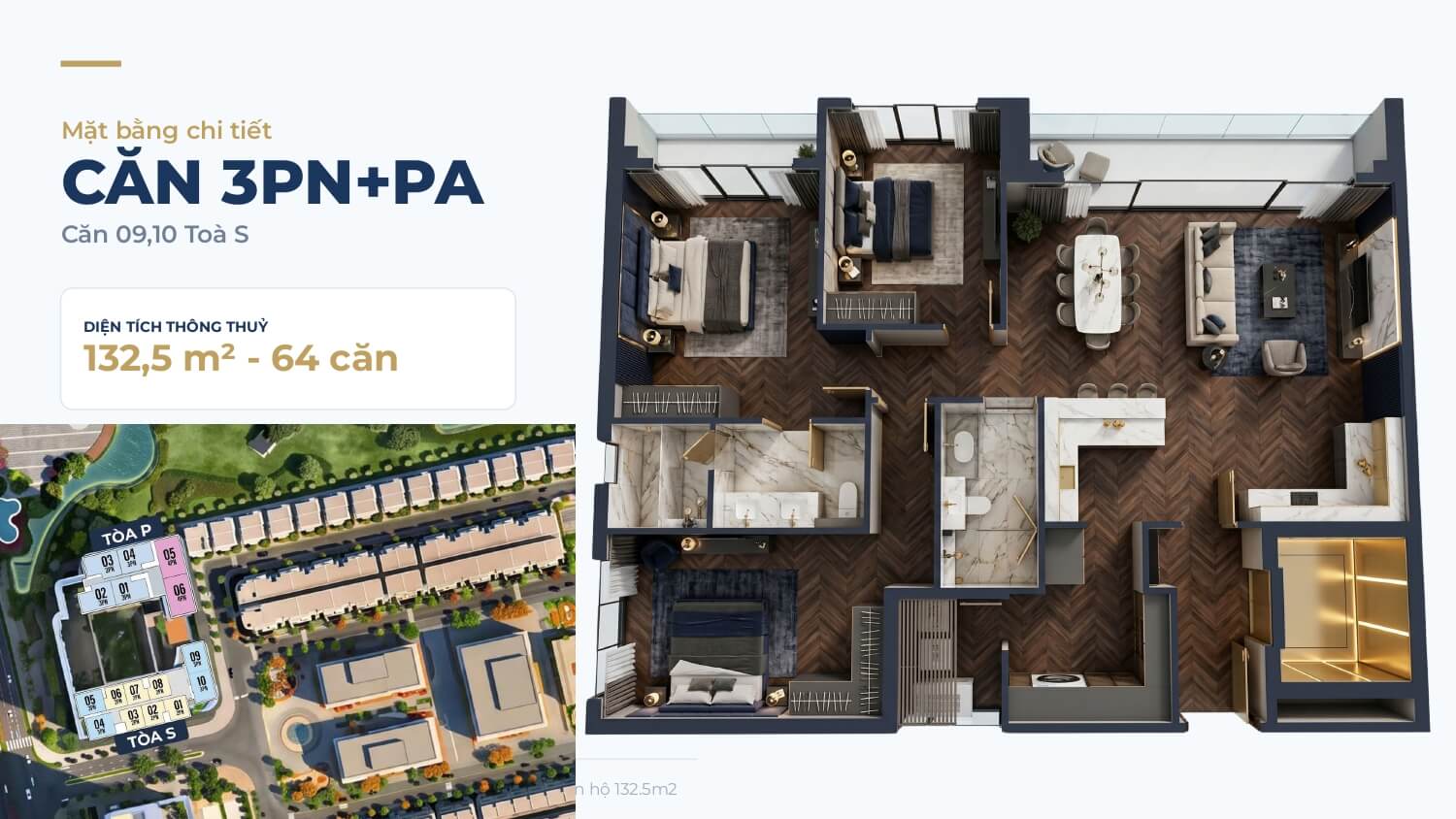 layout căn hộ 3 phòng ngủ