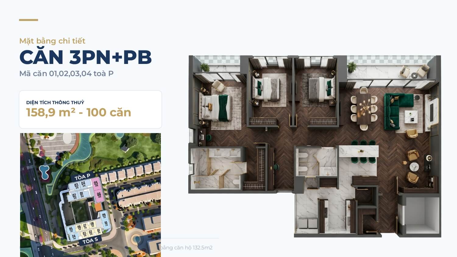 layout căn hộ 3 phòng ngủ