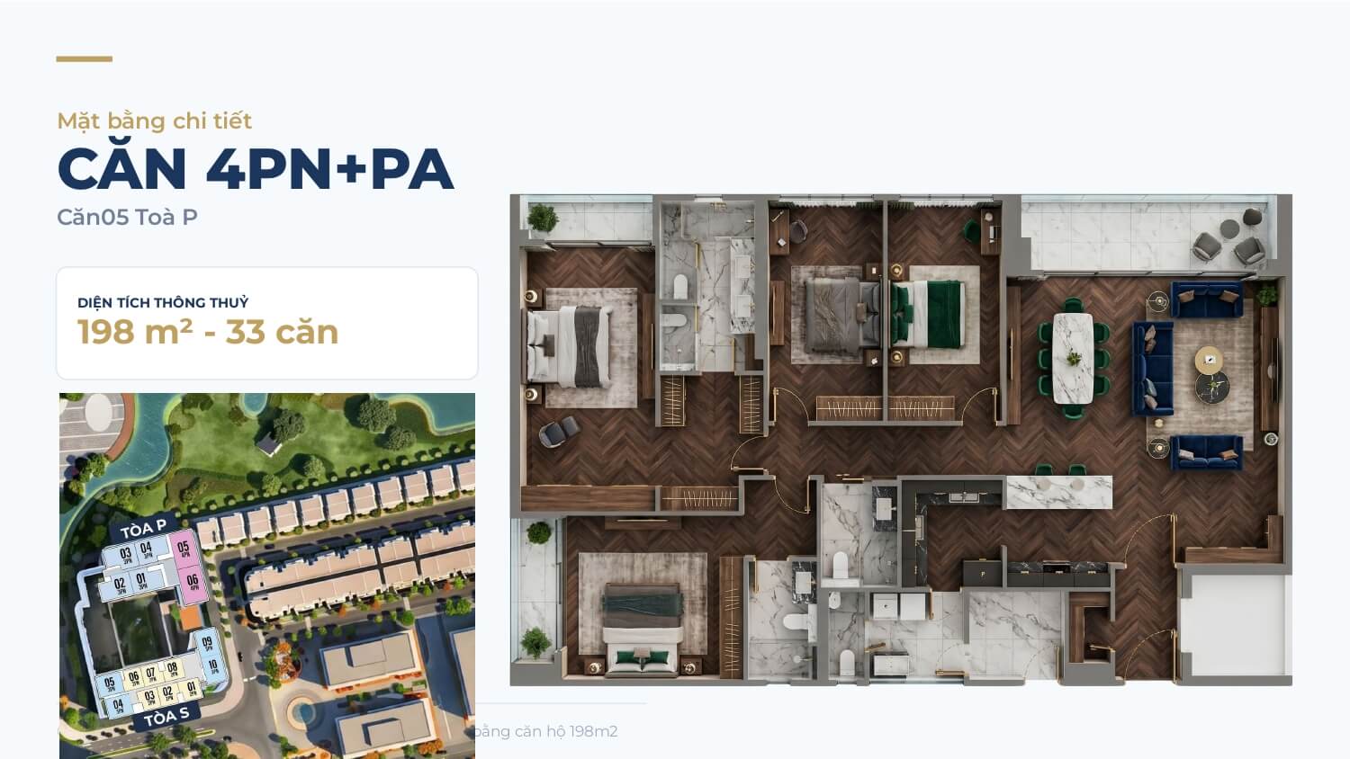 layout thiet ke can ho 4 phong ngu maison privee
