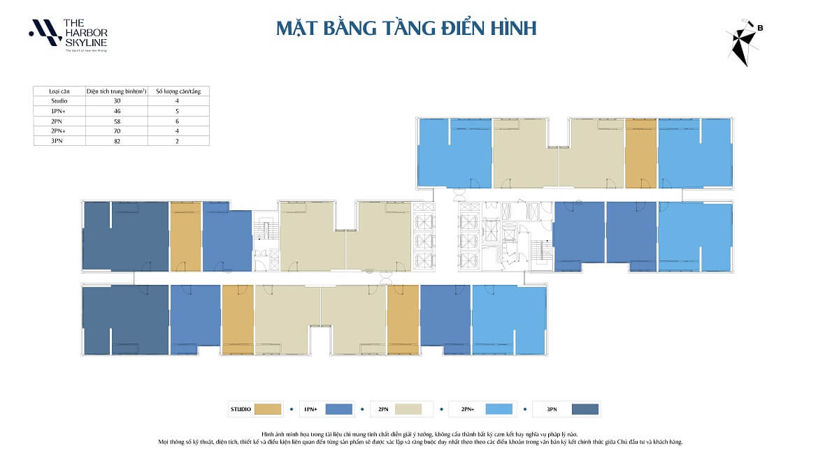 The Harbor Skyline Vũ Yên Hải Phòng 5 Layout mặt bằng tầng điển hình của căn hộ