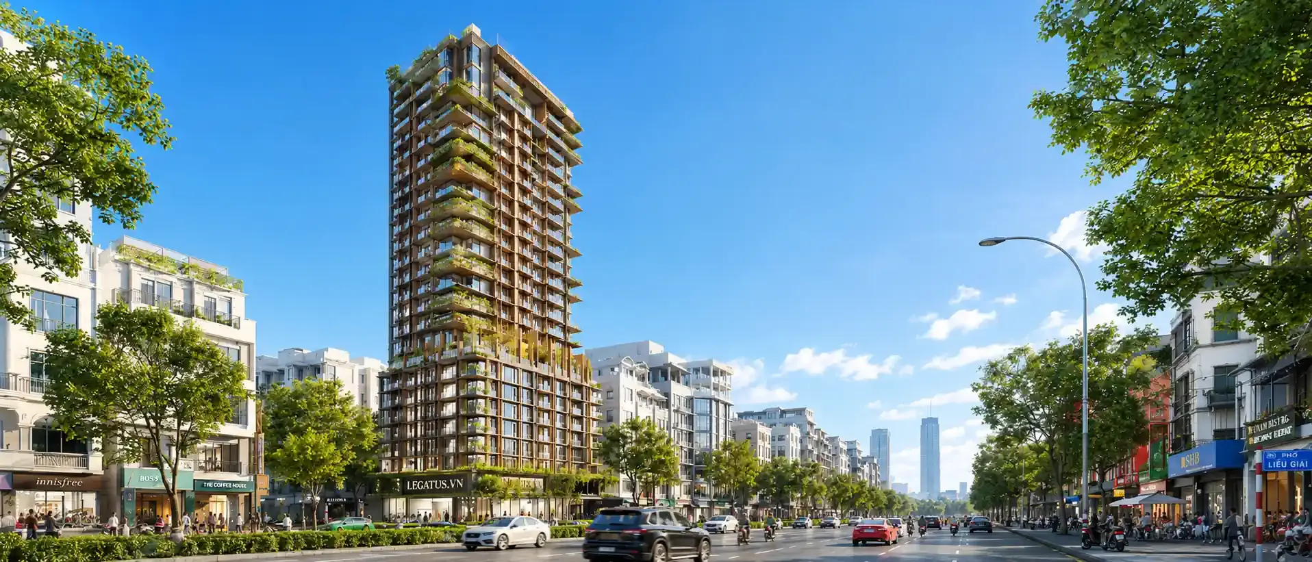The Legatus Liễu Giai 1 Phối cảnh mặt ngoài tòa căn hộ The Legatus